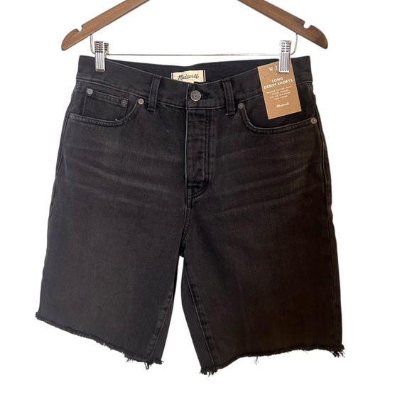 Madewell Long Denim Shorts- Black Bermuda Denim Shorts- Size 27 - Picture 5 of 13